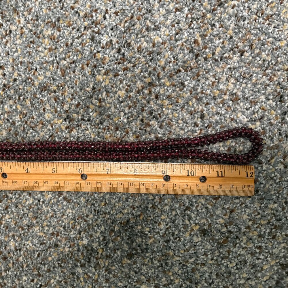 Vintage Garnet Braided Rope Necklace 26 Inches - Picture 5 of 6